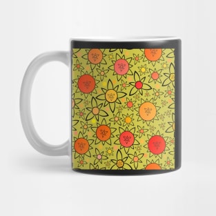 Flower Suns Warm on Yellow Green Repeat 5748 Mug